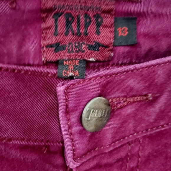 Daang Goodman Tripp NYC Skull Studded Wine Color Low Rise Skinny Jeans Size 13 - Picture 4 of 12